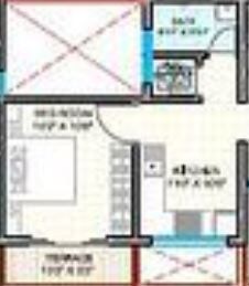 Floor plan of 1 BHK 223 Sq. Ft. Apartment in Shree Bhagwati Vitthal Angan, Pune
