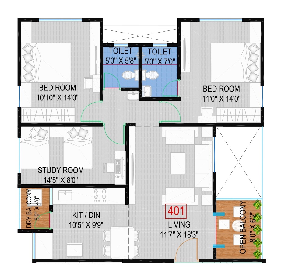 2 BHK 960 Sq. Ft. Apartment in Shree Chandan Apartment