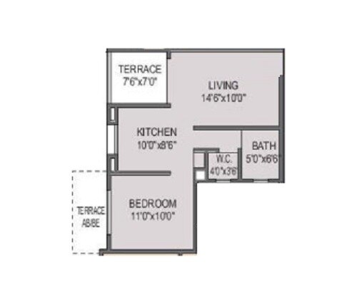 Floor plan of 1 BHK 373 Sq. Ft. Apartment in Shree Ganesh Darshan Kirkatwadi, Pune