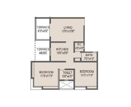 Floor plan of 2 BHK 597 Sq. Ft. Apartment in Shree Ganesh Darshan Kirkatwadi, Pune