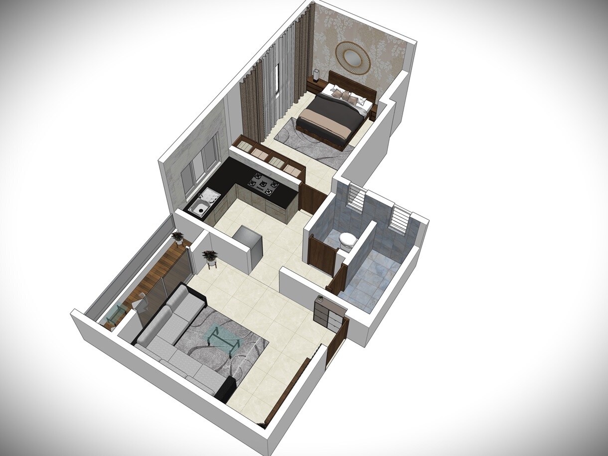 Floor plan of 1 BHK 438 Sq. Ft. Apartment in Shree Mangalam, Pune