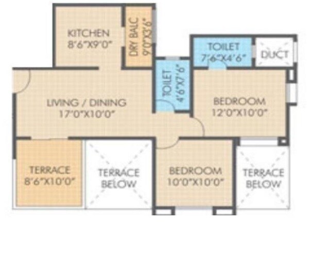 Floor plan of 2 BHK 438 Sq. Ft. Apartment in Shree Nidhi, Pune