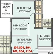 Floor plan of 2 BHK 624 Sq. Ft. Apartment in Shree Rajlaxmi Greens Wing C, Pune
