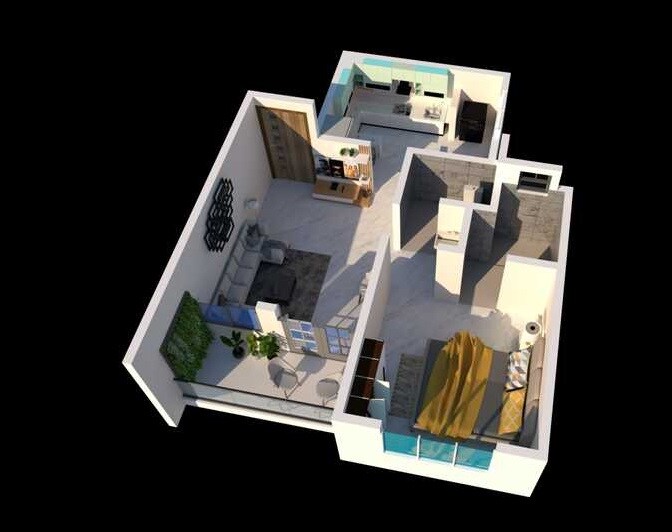 Floor plan of 1 BHK 449 Sq. Ft. Apartment in Shree Sai Aarav, Pune