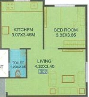 Floor plan of 1 BHK 496 Sq. Ft. Apartment in Shree Samarth Radhika Regency, Pune