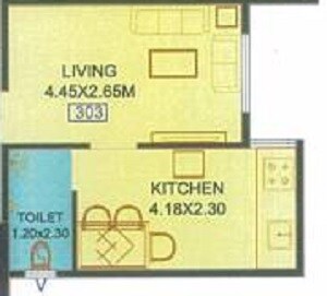 Floor plan of 269 Sq. Ft. Studio in Shree Samarth Radhika Regency, Pune