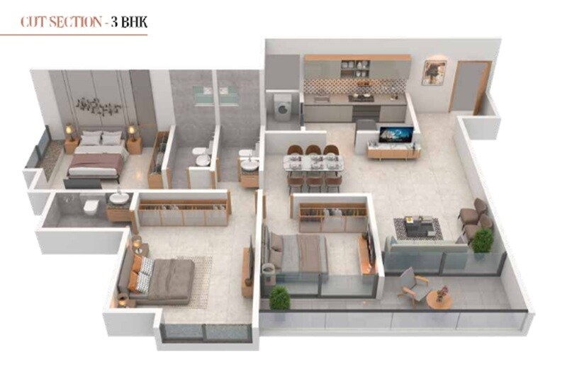 3 BHK 1071 Sq. Ft. Apartment