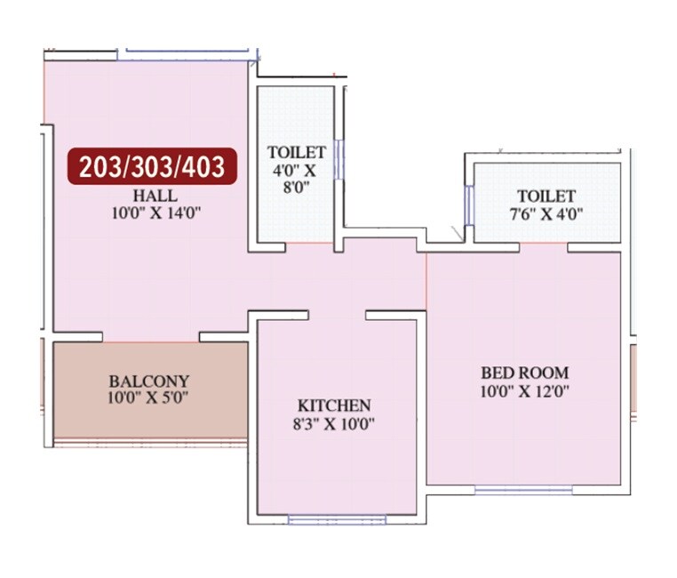 Floor plan of 1 BHK 512 Sq. Ft. Apartment in Shree Sumedhraj Hill View, Pune