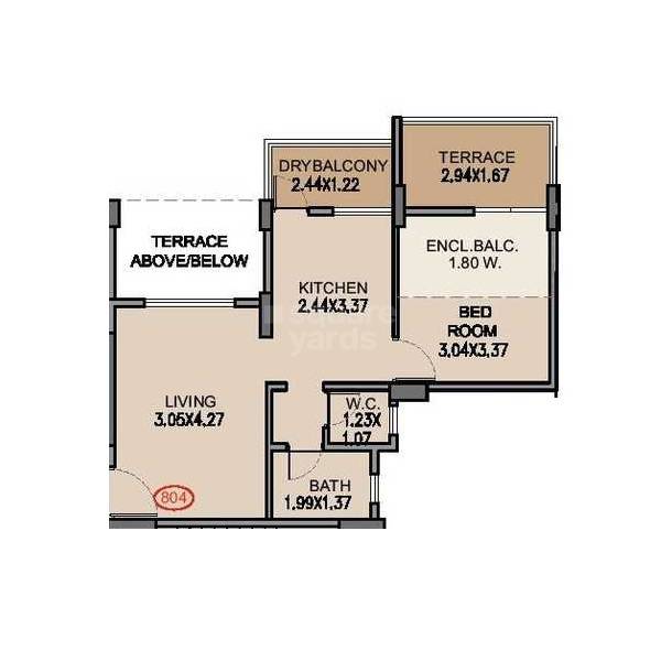 Floor plan of 1 BHK 350 Sq. Ft. Apartment in Shree Venkatesh Joynest, Pune