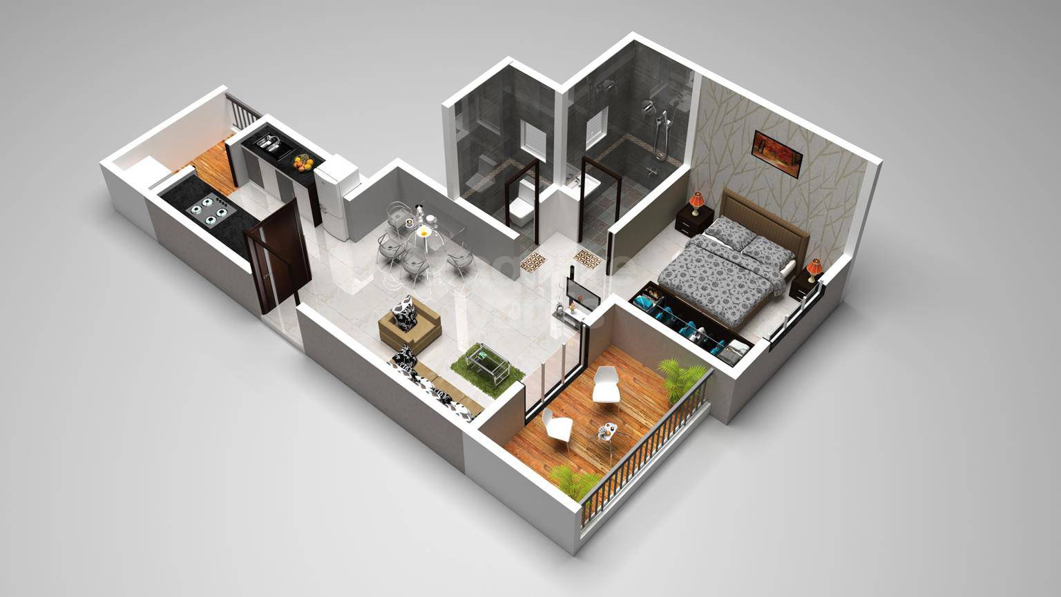 Floor plan of 1 BHK 473 Sq. Ft. Apartment in Shreenath Aikyam, Pune