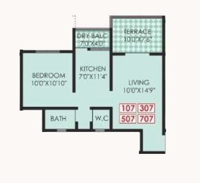 1 BHK 504 Sq. Ft. Apartment in Shri Sadguru Kalpak Shrusti