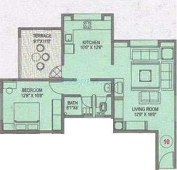 Floor plan of 1 BHK 842 Sq. Ft. Apartment in Shri Siddhivinayak Varad Laxmi Plaza, Pune