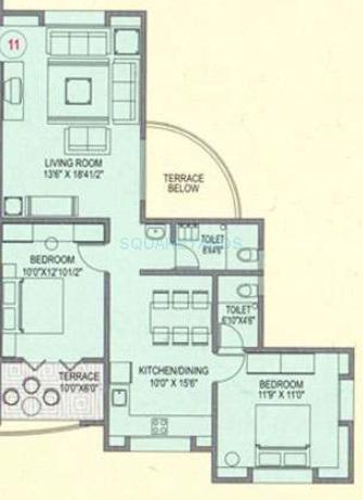 Floor plan of 2 BHK 1038 Sq. Ft. Apartment in Shri Siddhivinayak Varad Laxmi Plaza, Pune