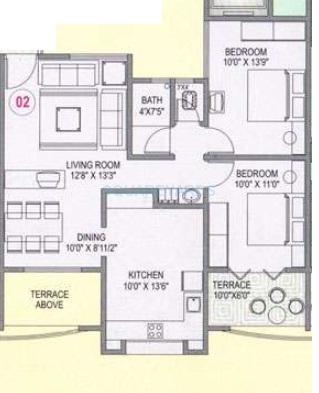 Floor plan of 2 BHK 951 Sq. Ft. Apartment in Shri Siddhivinayak Varad Laxmi Plaza, Pune