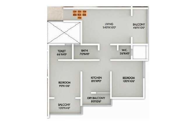 Floor plan of 2 BHK 548 Sq. Ft. Apartment in Shri Twilight Terrace, Pune