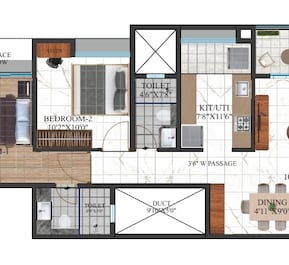 2 BHK 758 Sq. Ft. Apartment in Shriram The Spectrum