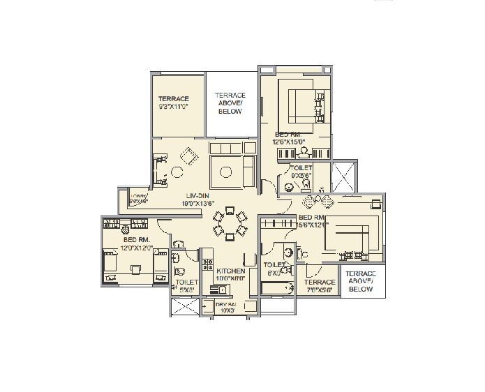 3 BHK 1795 Sq. Ft. Apartment