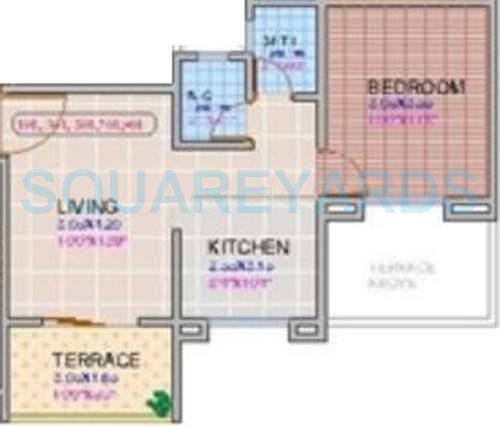Floor plan of 1 BHK 610 Sq. Ft. Apartment in Shroff Signature Heights, Pune