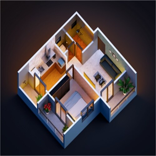 Floor plan of 1 BHK 520 Sq. Ft. Apartment in Shrushti Sai Blessings, Pune