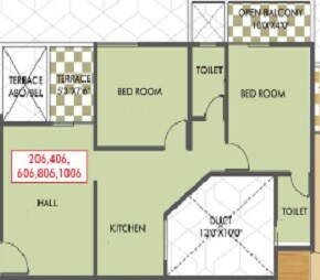 Floor plan of 2 BHK 579 Sq. Ft. Apartment in Shubh Evan, Pune