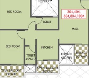Floor plan of 2 BHK 583 Sq. Ft. Apartment in Shubh Evan, Pune