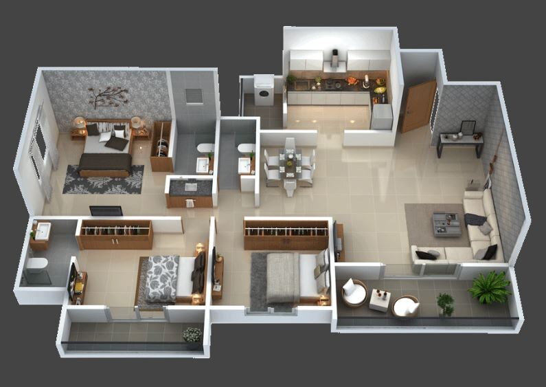 Floor plan of 2 BHK 910 Sq. Ft. Apartment in Shubh Gateway, Pune