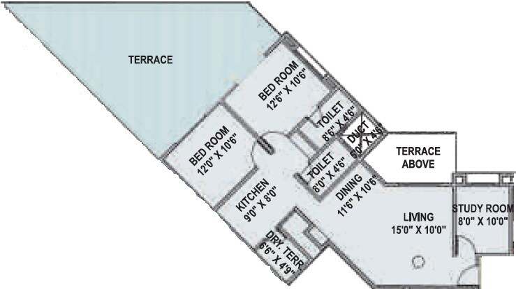 Floor plan of 2 BHK 1775 Sq. Ft. Apartment in Shubh Mio Palazzo, Pune