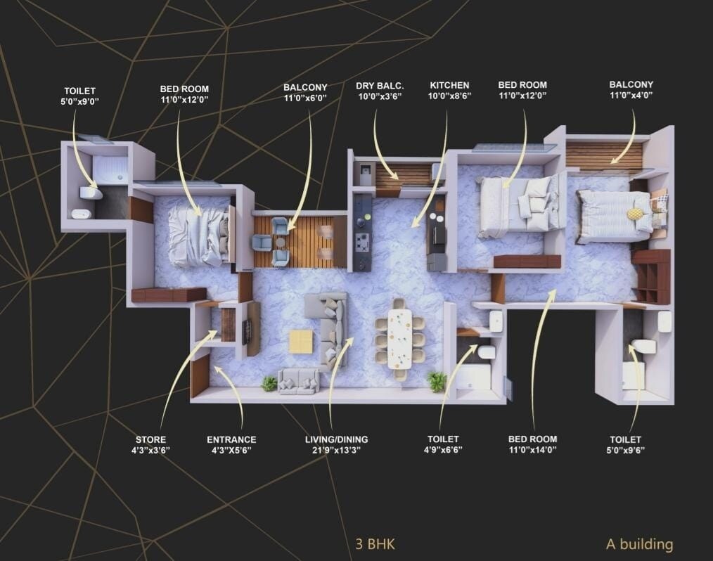 3 BHK 1205 Sq. Ft. Apartment