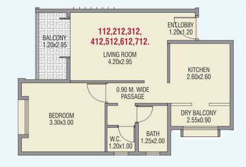 Floor plan of 1 BHK 528 Sq. Ft. Apartment in Shubham Tarangan, Pune