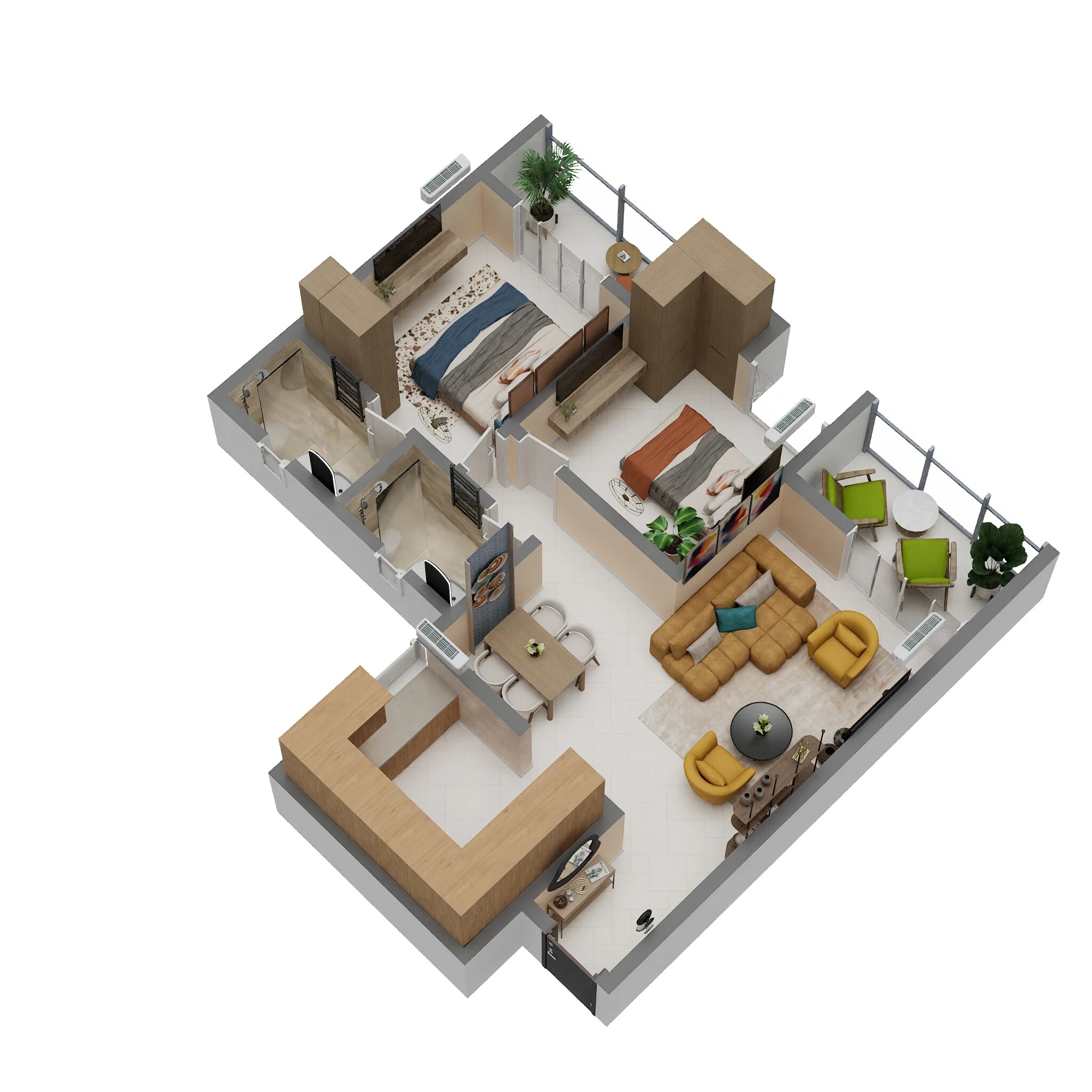 Floor plan of 2 BHK 773 Sq. Ft. Apartment in Shubharambh Clara, Pune