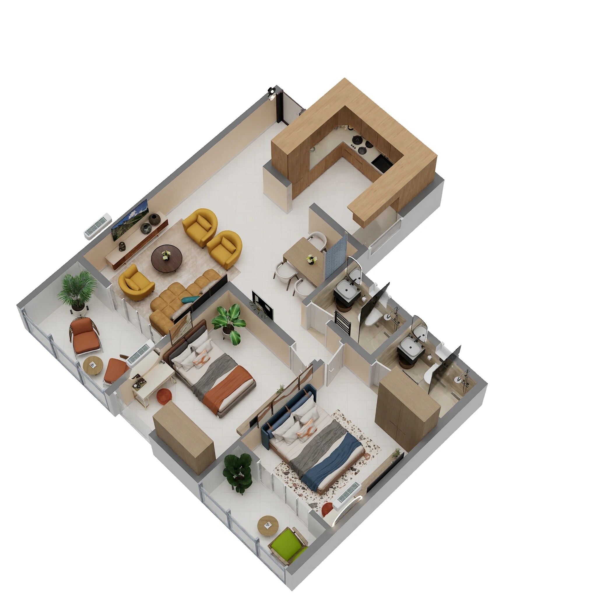 Floor plan of 2 BHK 819 Sq. Ft. Apartment in Shubharambh Clara, Pune