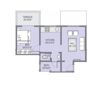 Floor plan of 1 BHK 386 Sq. Ft. Apartment in Shubharambh Gatha Aarambha, Pune