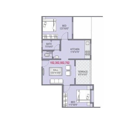 Floor plan of 2 BHK 486 Sq. Ft. Apartment in Shubharambh Gatha Aarambha, Pune