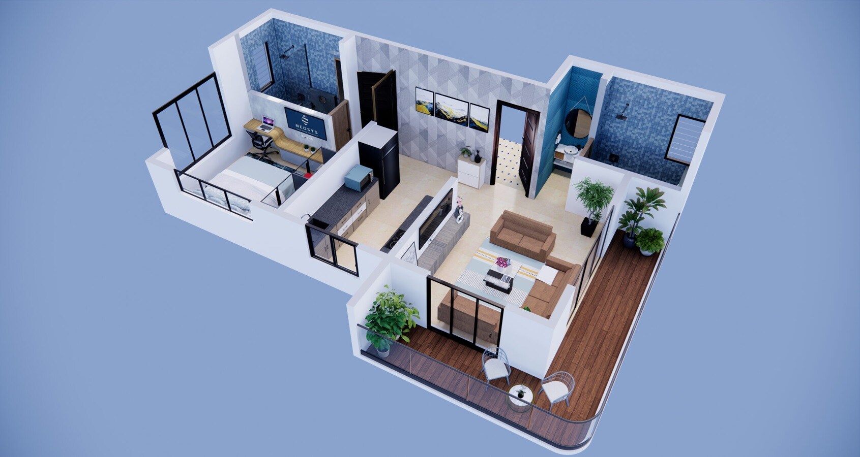 Floor plan of 1 BHK 550 Sq. Ft. Apartment in Shubharambh Oasis Park, Pune