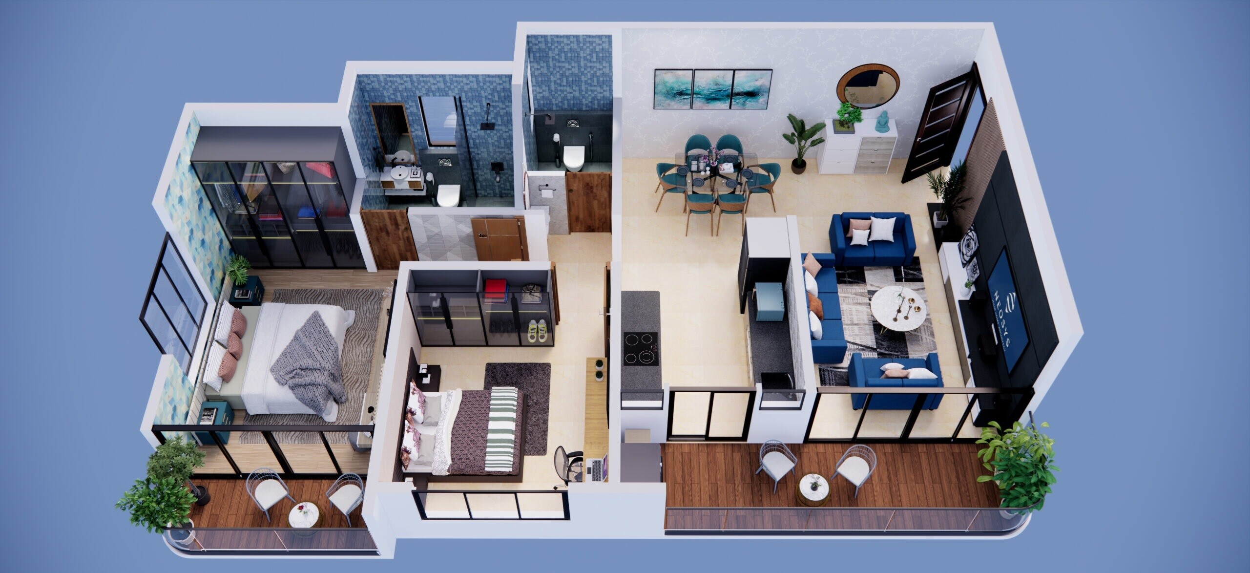 Floor plan of 2 BHK 749 Sq. Ft. Apartment in Shubharambh Oasis Park, Pune