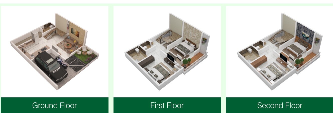 Floor plan of 4 BHK 1538 Sq. Ft. Villa in Shubhshree Green Villa, Pune