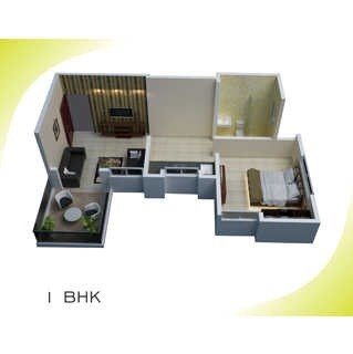 Floor plan of 1 BHK 235 Sq. Ft. Apartment in Shyama Fortune, Pune