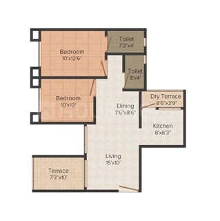 Floor plan of 2 BHK 501 Sq. Ft. Apartment in Shyama Fortune, Pune