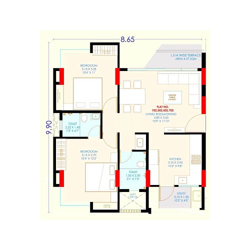 2 BHK 690 Sq. Ft. Apartment in Siddhi Splendid Homes