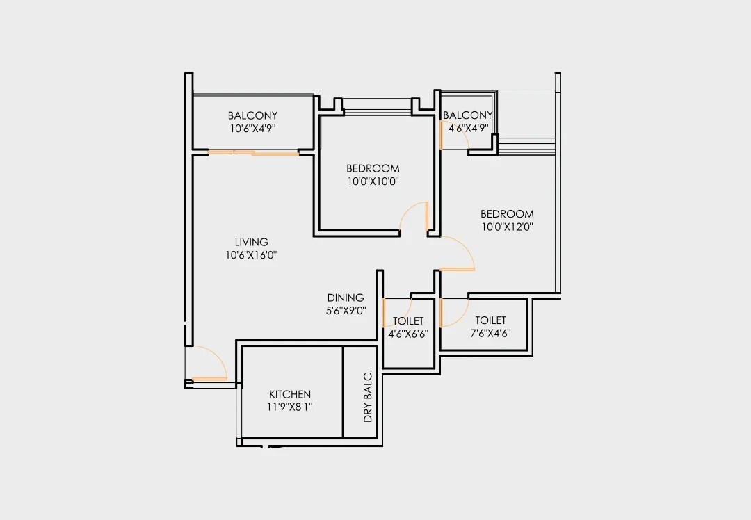 Floor plan of 2 BHK 795 Sq. Ft. Apartment in Siddhivinayak Magnus Parkway, Pune