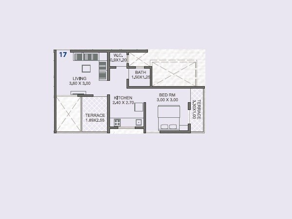 Floor plan of 1 BHK 505 Sq. Ft. Apartment in Siddhivinayak Nest, Pune