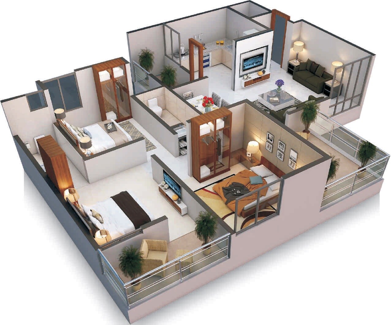 Floor plan of 2 BHK 731 Sq. Ft. Apartment in Sigma Aventino, Pune