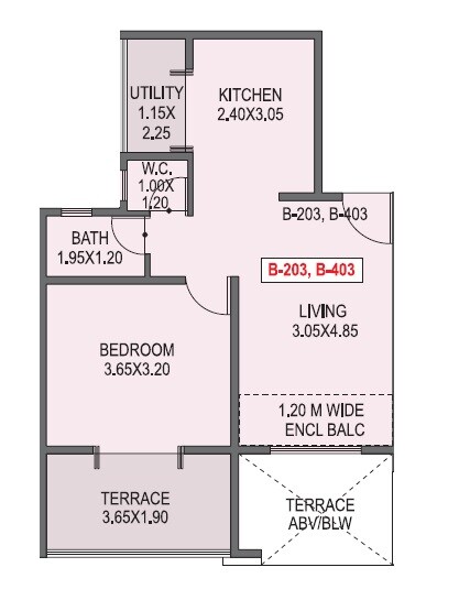 Floor plan of 1 BHK 511 Sq. Ft. Apartment in Sigma One La Cabana, Pune