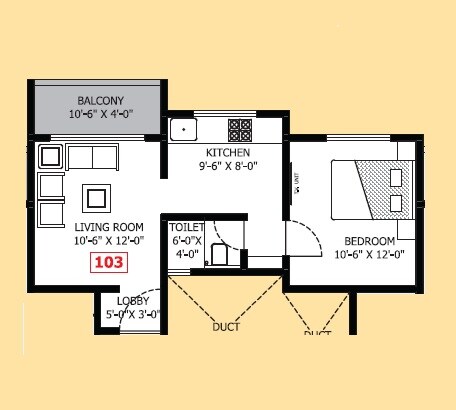 Floor plan of 1 BHK 449 Sq. Ft. Apartment in Signet Yogeshwar CHS, Pune