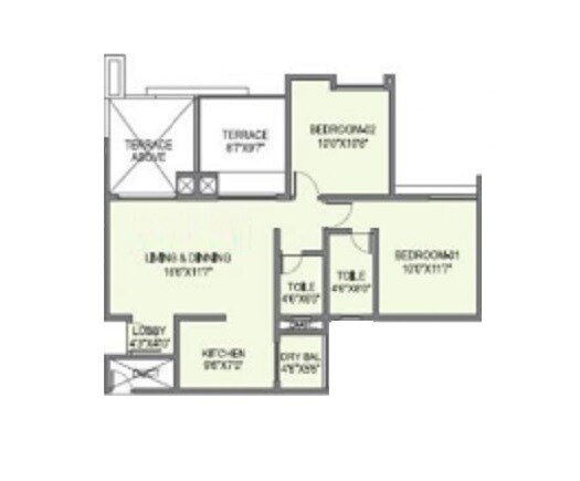 2 BHK 765 Sq. Ft. Apartment