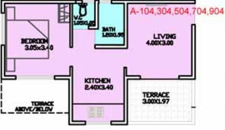 Floor plan of 1 BHK 575 Sq. Ft. Apartment in Silver Karishma, Pune