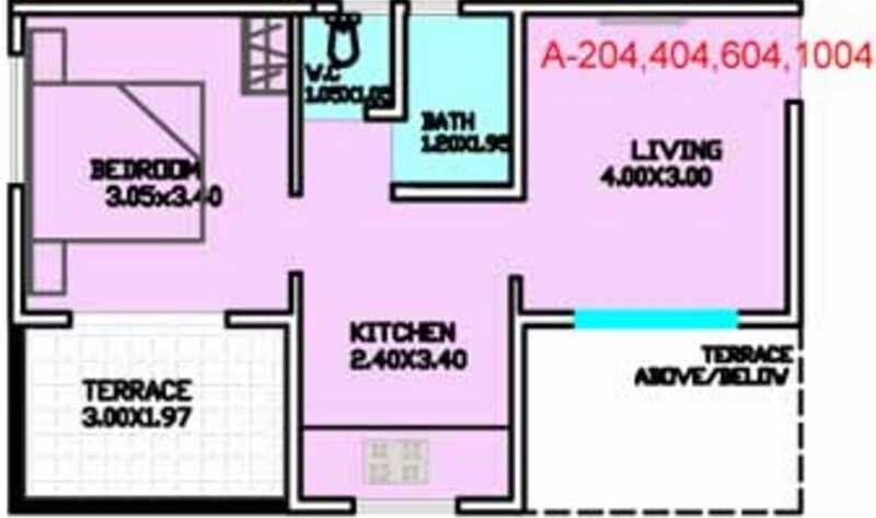 Floor plan of 1 BHK 581 Sq. Ft. Apartment in Silver Karishma, Pune