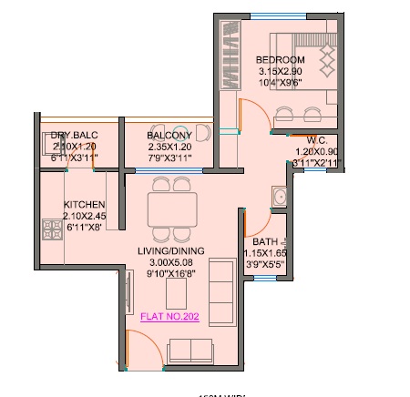 1 BHK 373 Sq. Ft. Apartment in Silver Sakshi