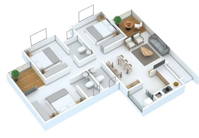 3 BHK 963 Sq. Ft. Apartment