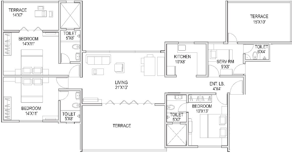 4 BHK 2070 Sq. Ft. Apartment